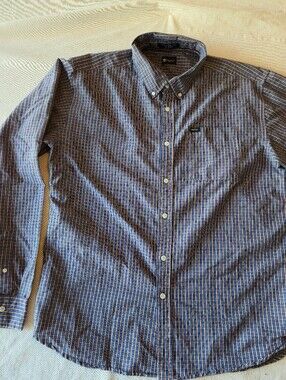 Matix Men's Long Sleeve Button-Down Plaid Shirt Size XL Blue and Tan